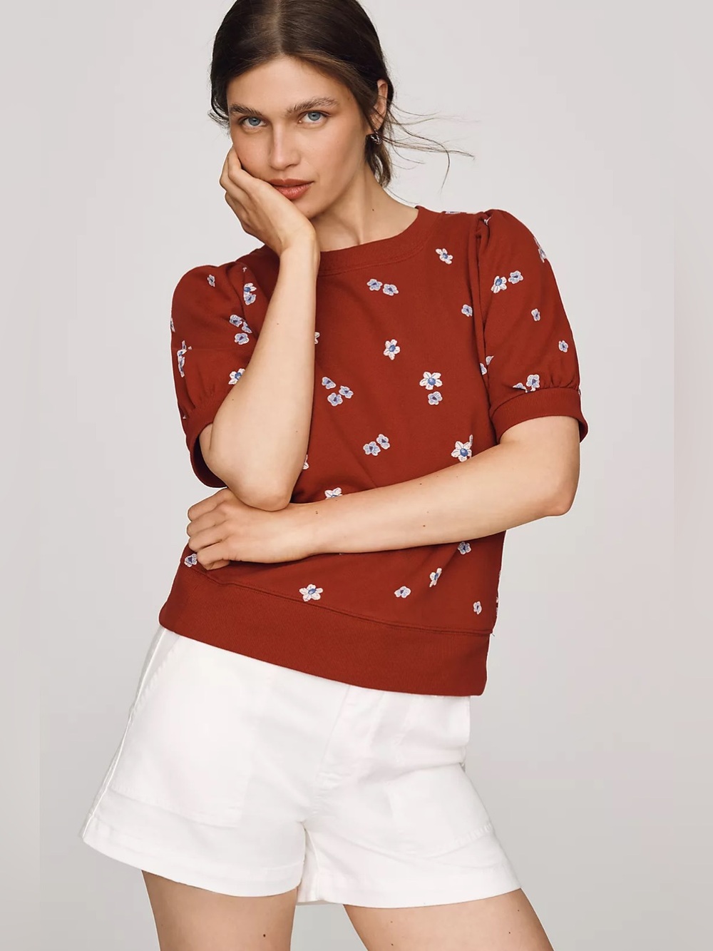NWT Maeve Cotton Puff-Sleeve Top by Sarah Cliff
